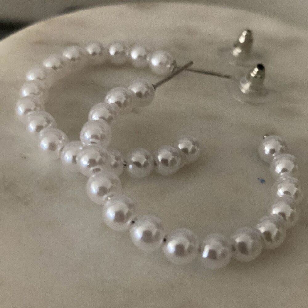 Hoop Earrings faux pearl